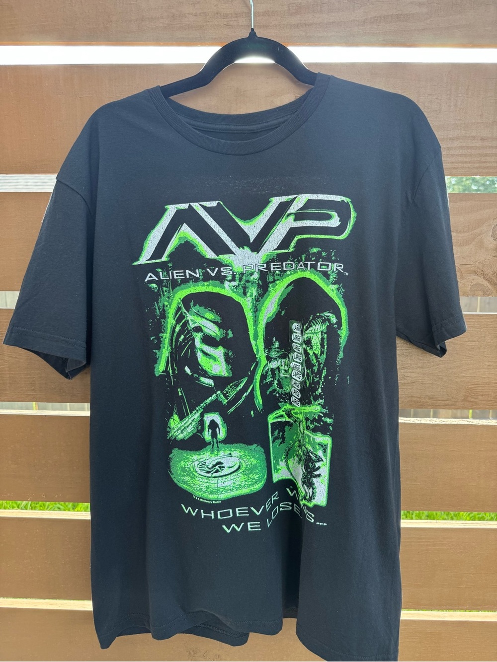 Black Short-Sleeve Graphic Tee with Neon Green Print